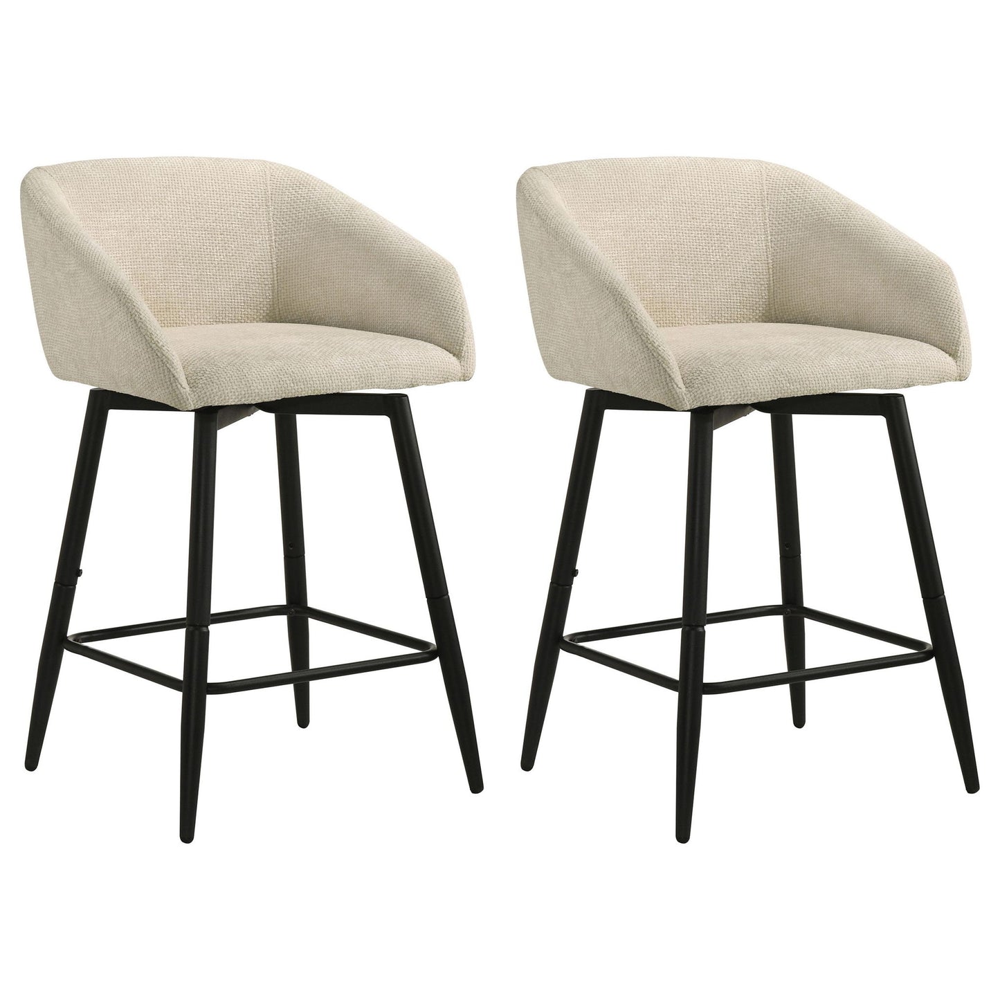 Rainer Fabric Upholstered Swivel Counter Height Chair Cream (Set of 2)