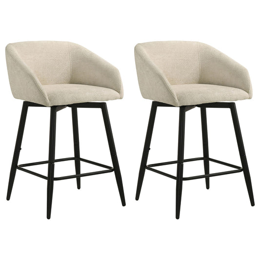 Rainer Fabric Upholstered Swivel Counter Height Chair Cream (Set of 2)