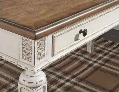 Realyn - Home Office L Shaped Desk - White / Brown