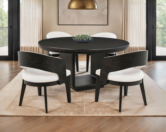 Leandro 5-piece Round Dining Table Set Burnished Black