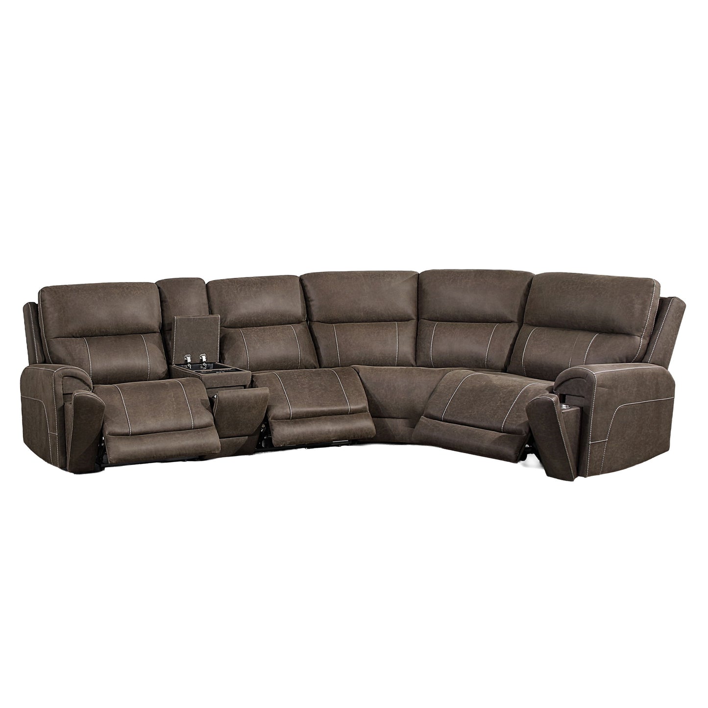 Gaia - 5 Piece P2 Power Sectional - Sable