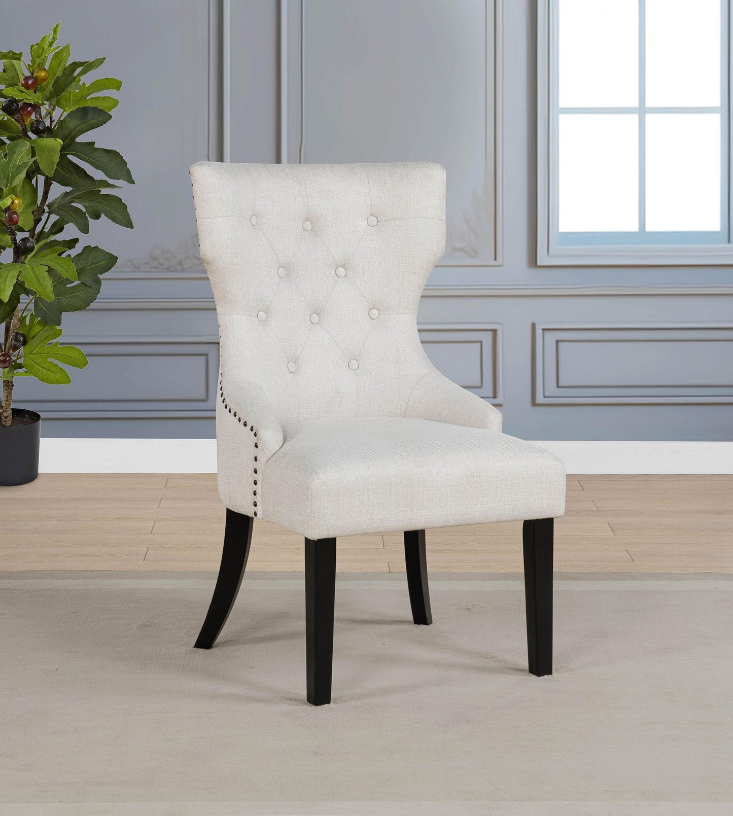 Baney Fabric Upholstered Dining Side Chair Cream and Black