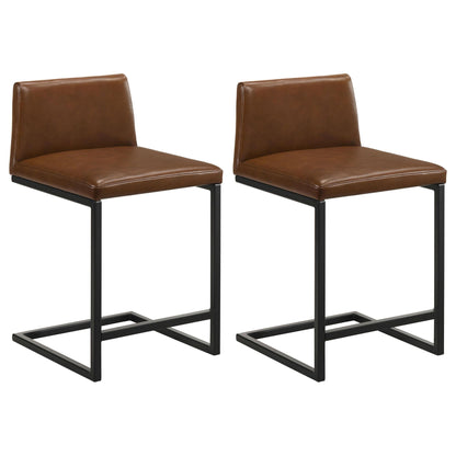 Vardon Genuine Leather Counter Height Chair Dark Brown (Set of 2)