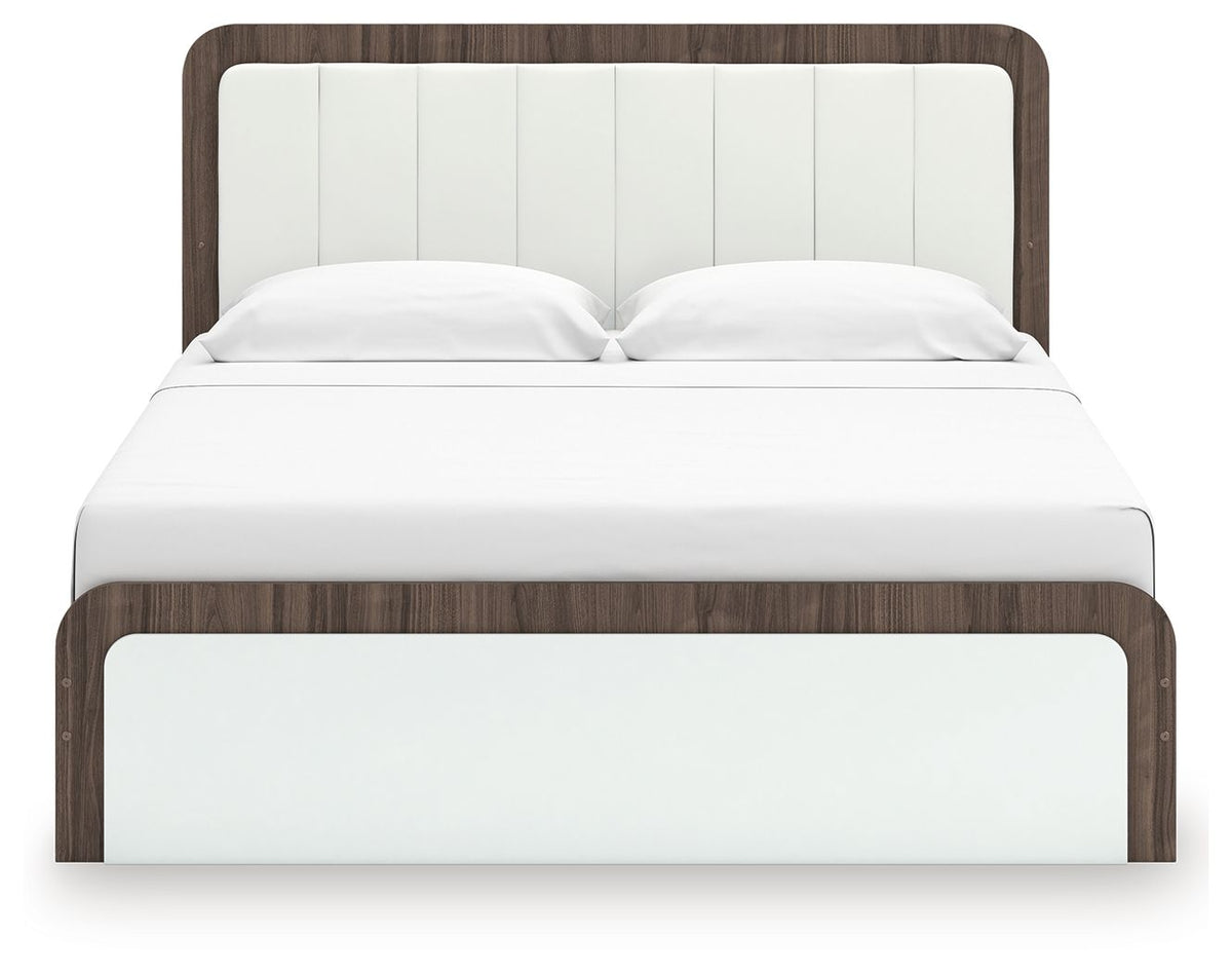 Kendanport - 4 Pc. - King Platform Bed, Dresser, Mirror And Nightstand - Brown / White