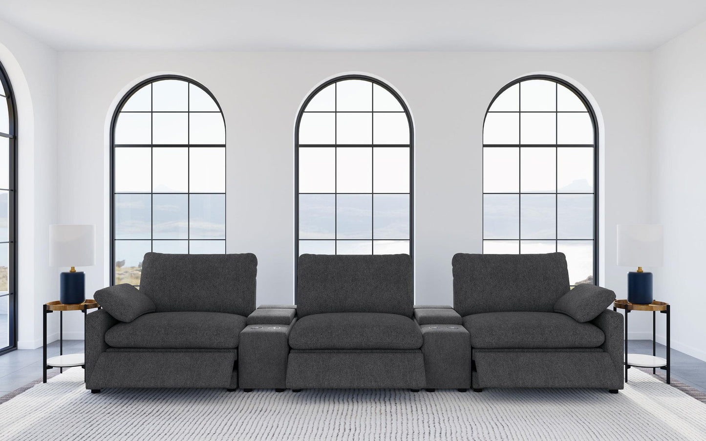 Collins 5-Piece Power Reclining Home Theater Seating Dark Grey