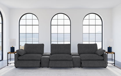 Collins 5-Piece Power Reclining Home Theater Seating Dark Grey