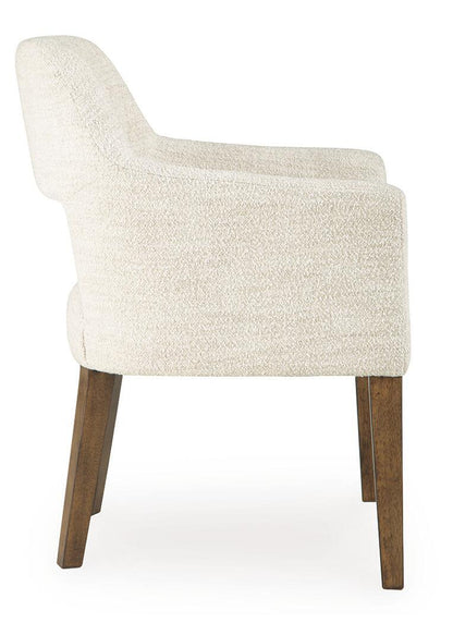 Marxmore - Dining Upholstered Arm Chair (Set of 2) - Beige / Brown