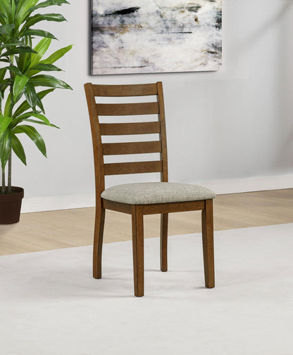 Atwood Wood Dining Side Chair Upholstered Seat Warm Brown