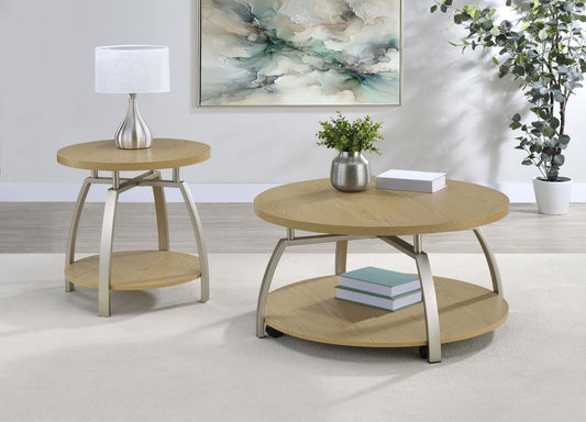 Dacre 2-piece Round Coffee and End Table Set Greige