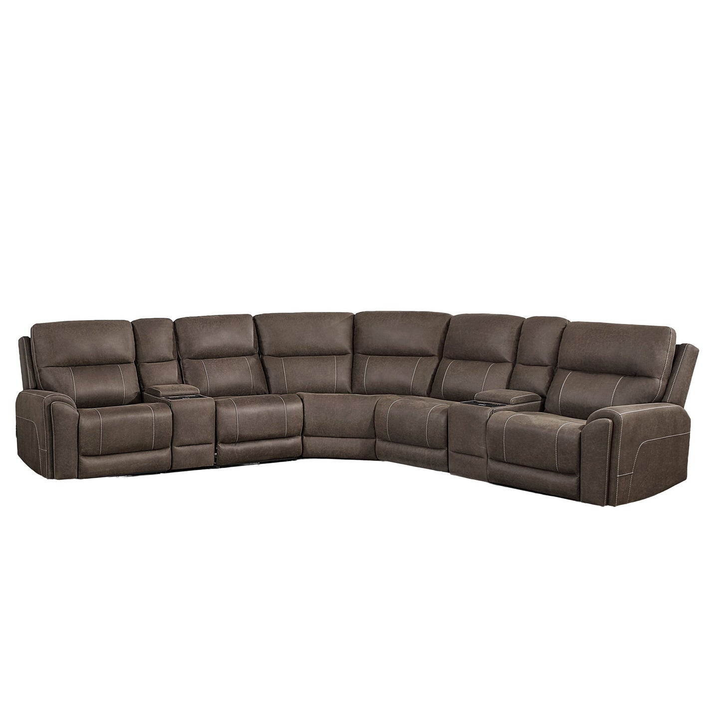 Gaia - 7 Piece P2 Power Sectional - Brown