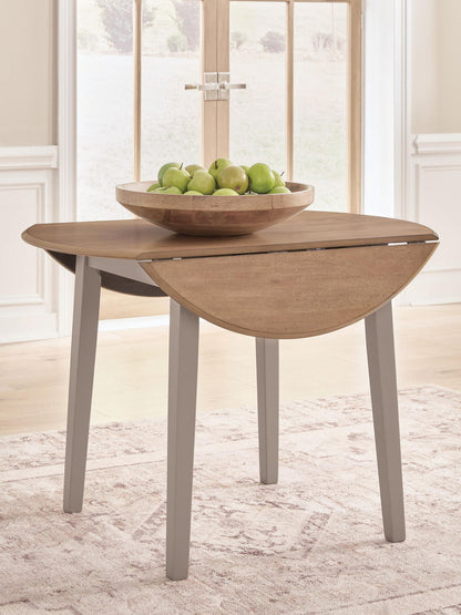 Harperfeld - Round Dining Room Drop Leaf Table - Natural / Gray