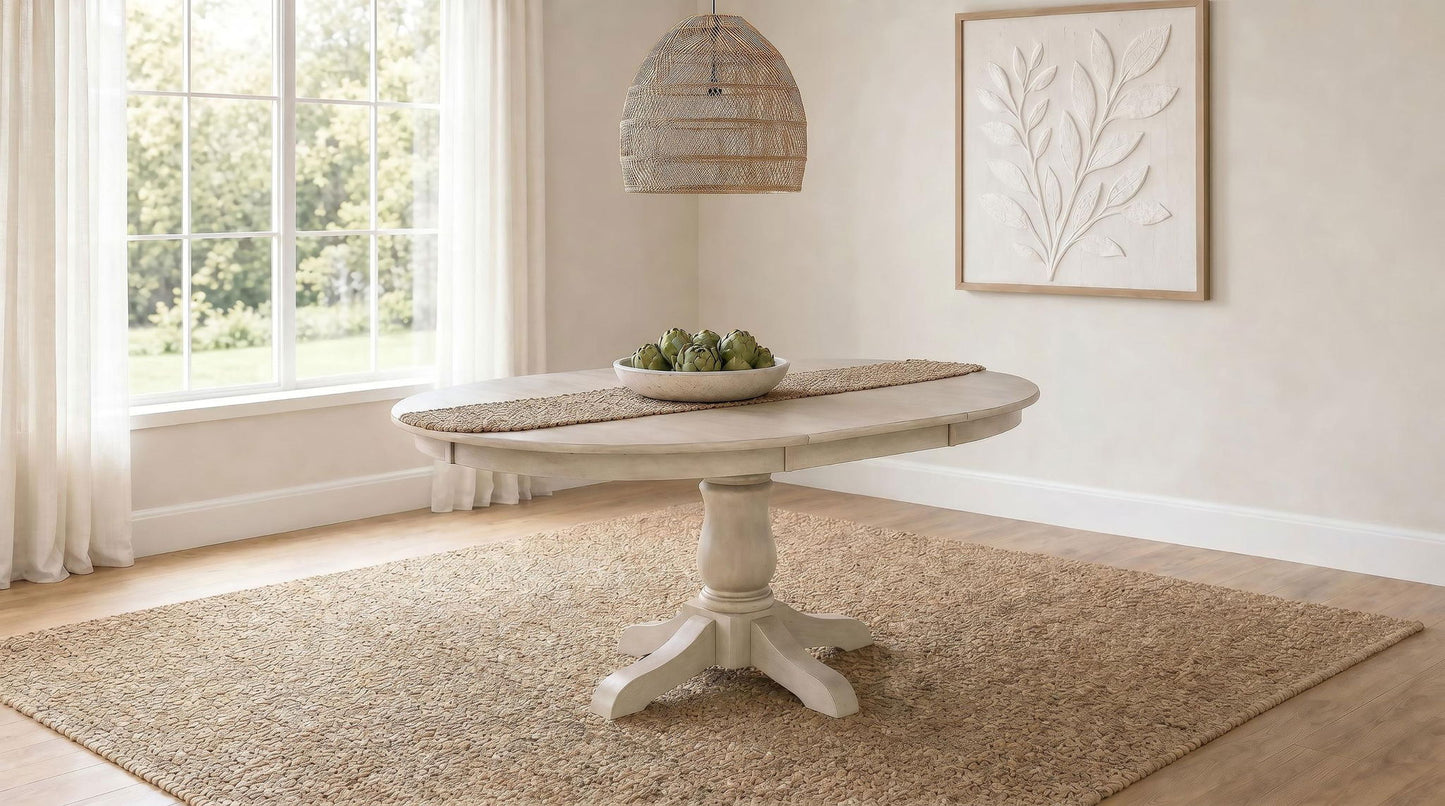 Orrison Oval 62-inch Wood Extension Leaf Dining Table Linen