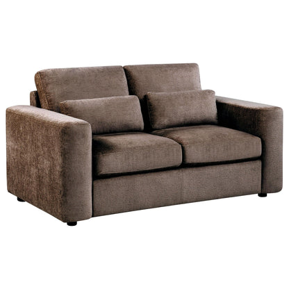 Amador Chenille Upholstered Track Arm Loveseat Chocolate