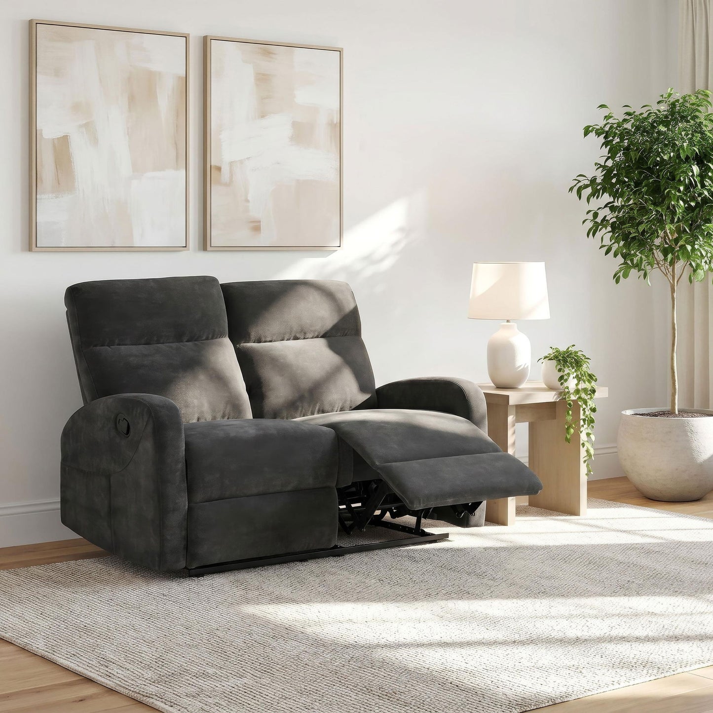 Hamilton Chenille Manual Reclining Loveseat Charcoal Grey