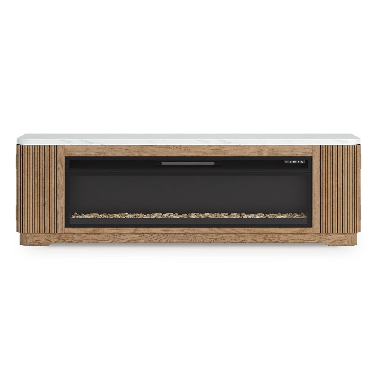 Camdill - 80" TV Stand With Electric Fireplace - Light Brown