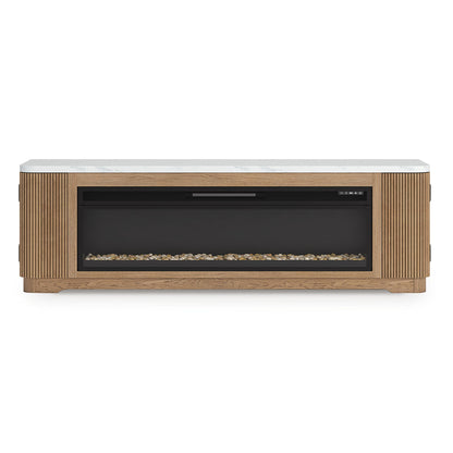 Camdill - 80" TV Stand With Electric Fireplace - Light Brown