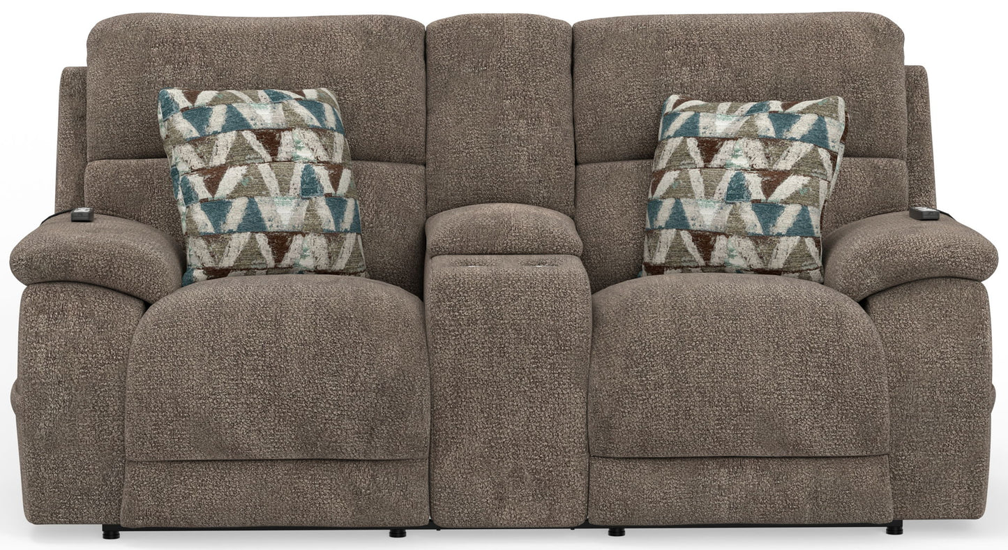 Joya - Power Headrest Power Lay Flat Reclining Console Loveseat With CR3 Heat/Massage/Lumbar/ZG