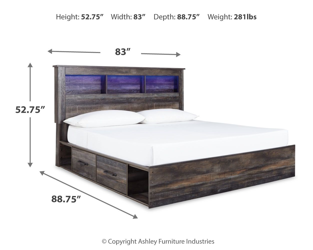 Drystan - Panel Bookcase Bed