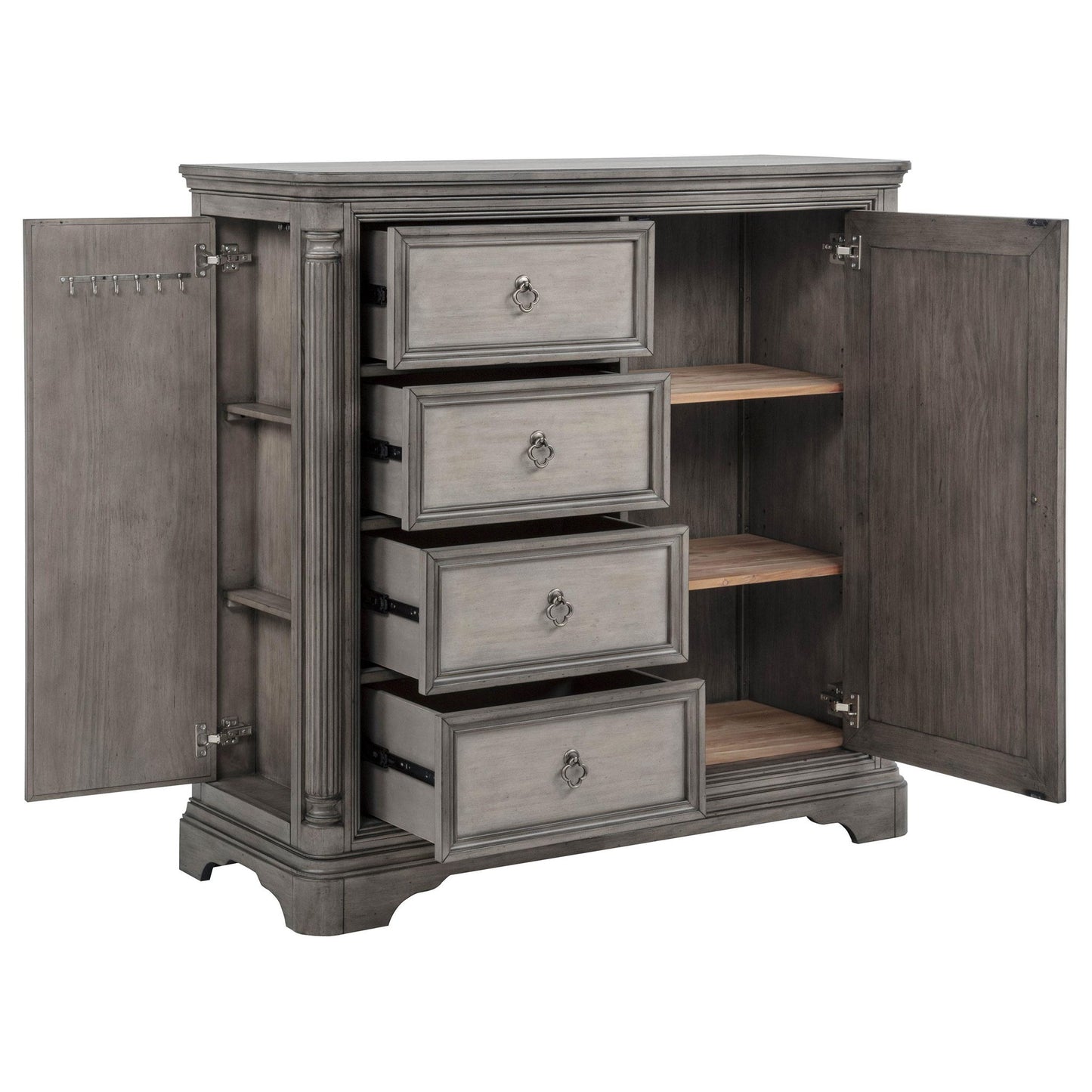 Cresswell 4-drawer Door Chest with Hidden Storage Weathered Taupe
