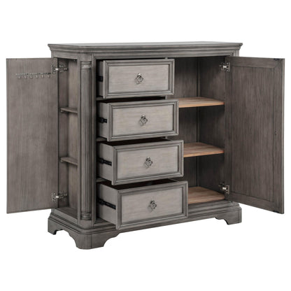 Cresswell 4-drawer Door Chest with Hidden Storage Weathered Taupe