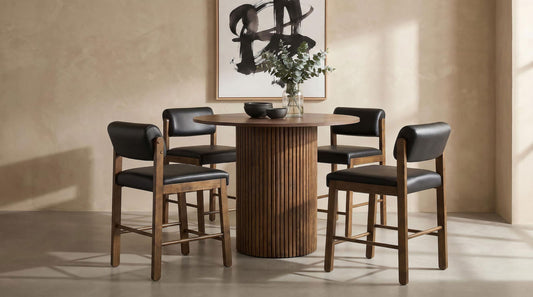Hamlyn 5-piece Round Wood Counter Height Dining Set Black and Walnut