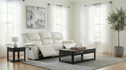 Camila Upholstered Motion Reclining Sofa White