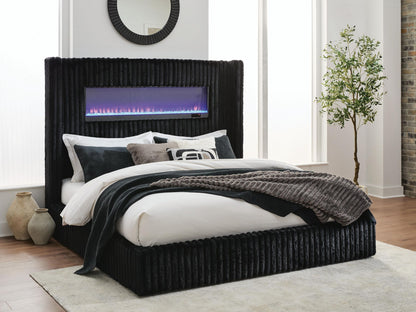 Tayleena - Upholstered Bed With Fireplace And Wireless Audio