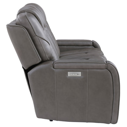 Daniel - 3 Piece Triple-Power Leather Reclining Set - Gray