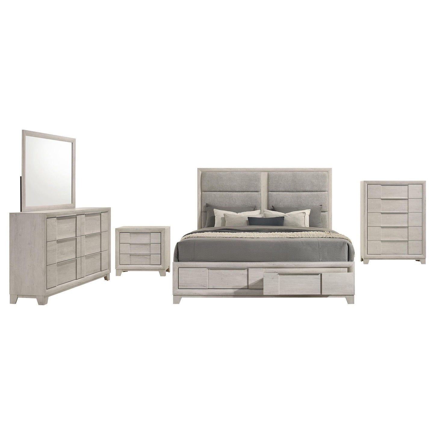 Farre 5-piece Eastern King Bedroom Set Washed Grey