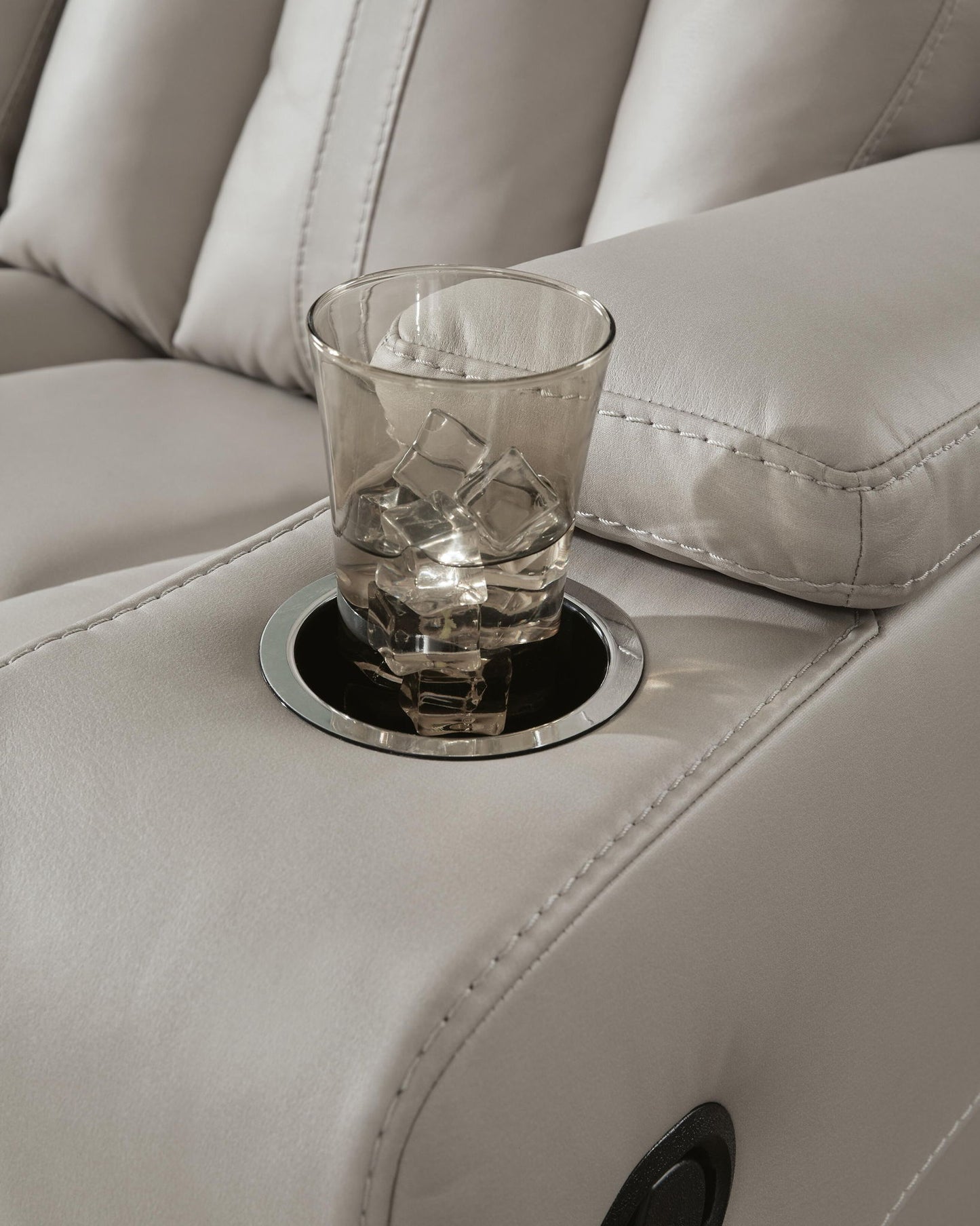 Elevate Edges - Glide Reclining Loveseat With Console - Coin