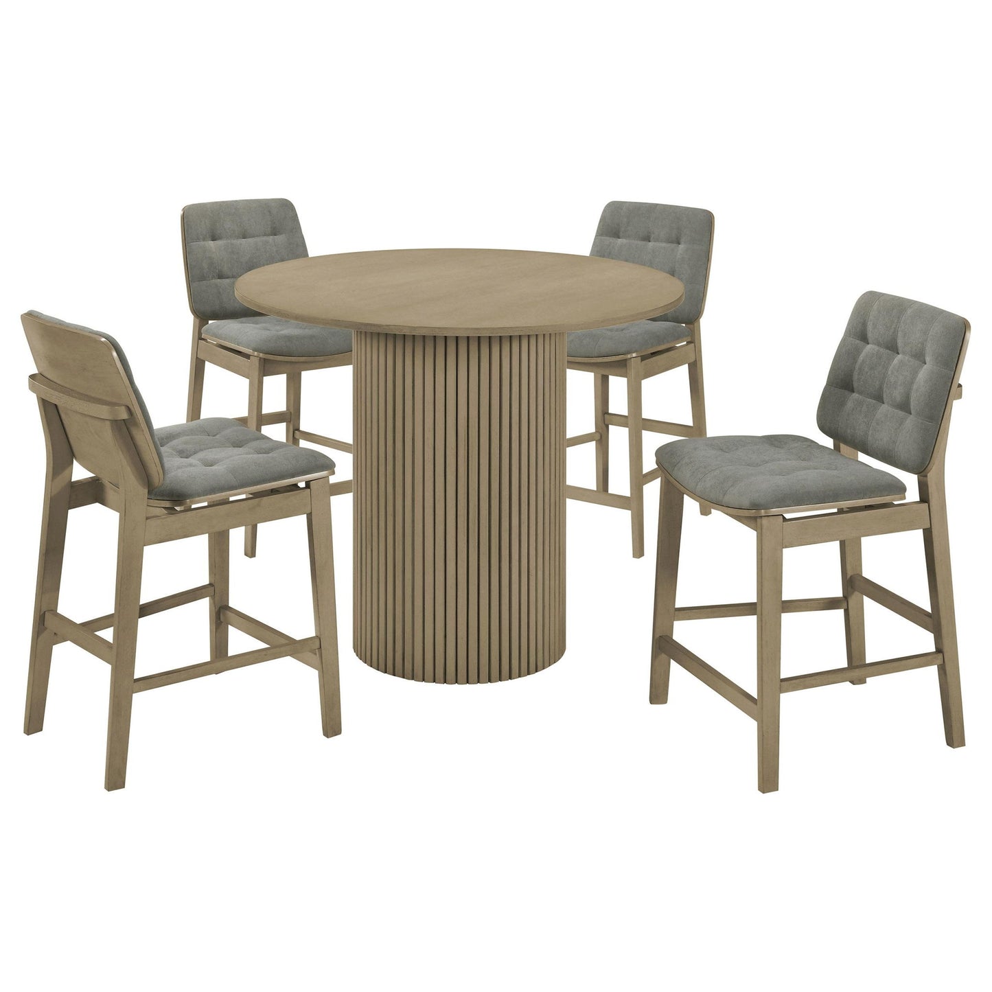 Hamlyn 5-piece Round Wood Counter Height Dining Set Grey and Natural Oak
