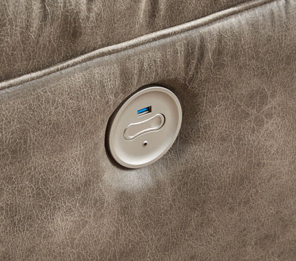 Ravenel - 3-Piece Power Reclining Sectional With Raf Power Reclining Loveseat With Console - Faux Leather - Fossil