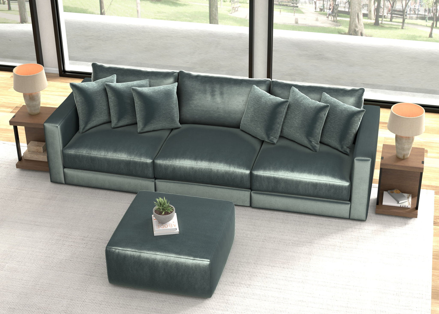 Remington - Modular Sofa And Cocktail Ottoman - Pine