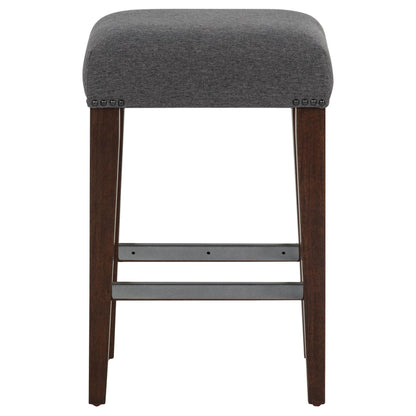 Naser Upholstered Counter Stool Grey and Dark Walnut (Set of 2)