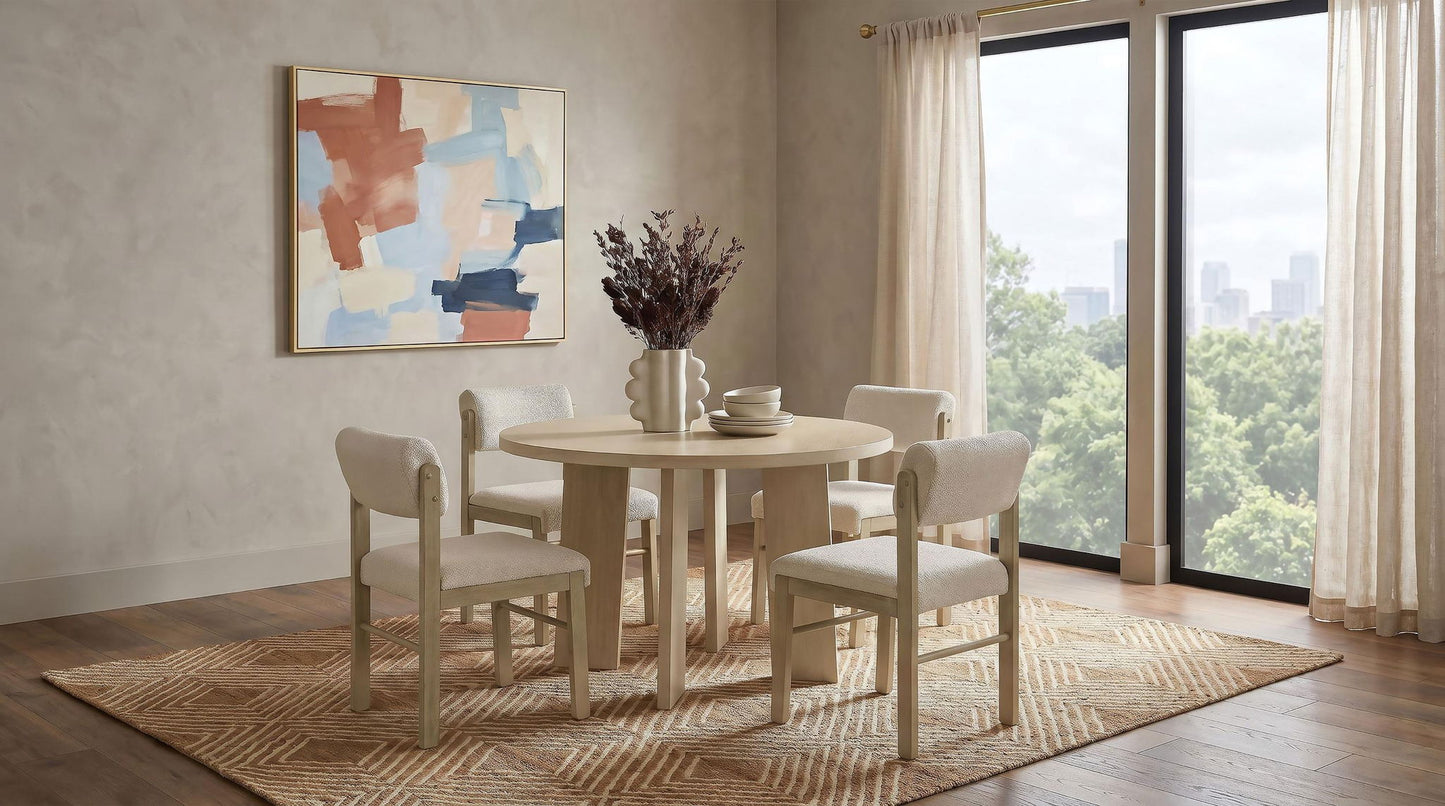 Strouse 5-piece Dining Set Cream and Natural Oak