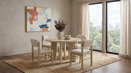 Strouse 5-piece Dining Set Cream and Natural Oak