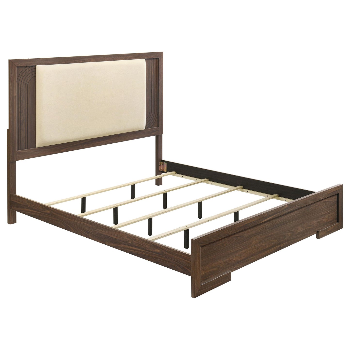 Etienne Eastern King Velvet Upholstered Panel Bed Walnut