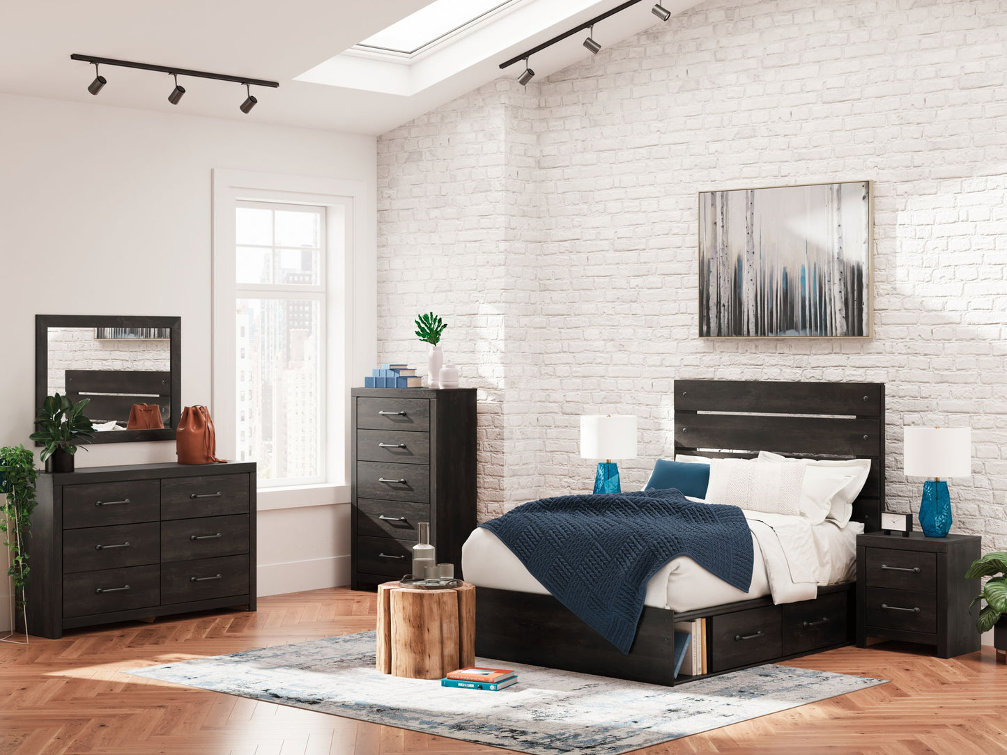 Hollivern - Two Drawer Night Stand - Dark Gray