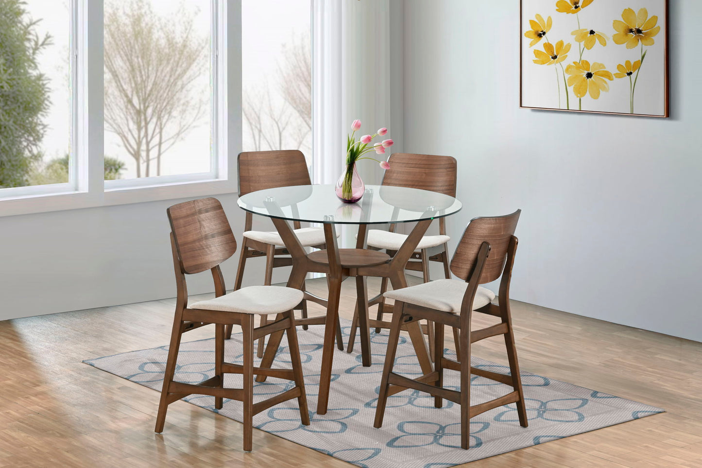 Oscar - Round Glass Counter Table Set