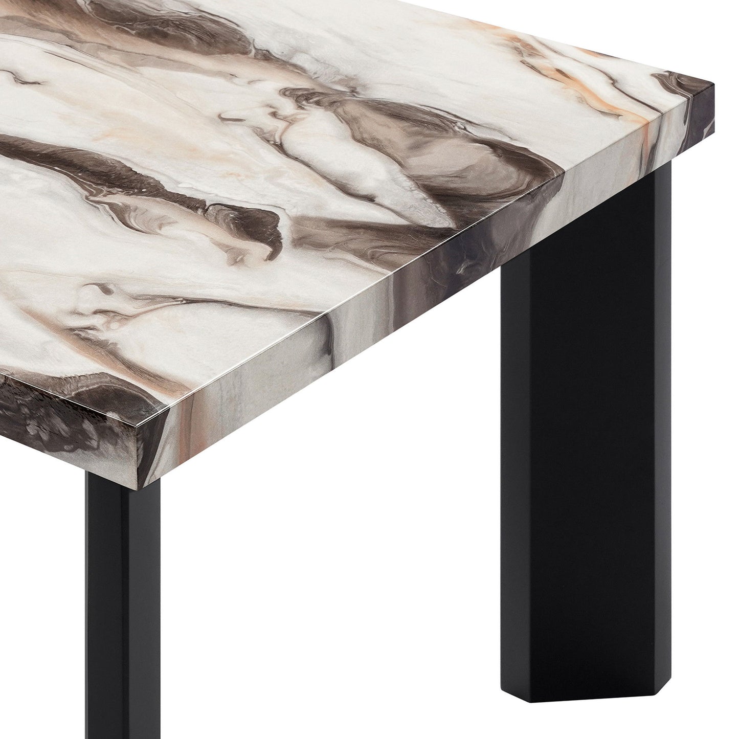 Strata - Faux Marble 3 Piece Occasional Set (1 Coffee & 2 End Tables) - Black / White