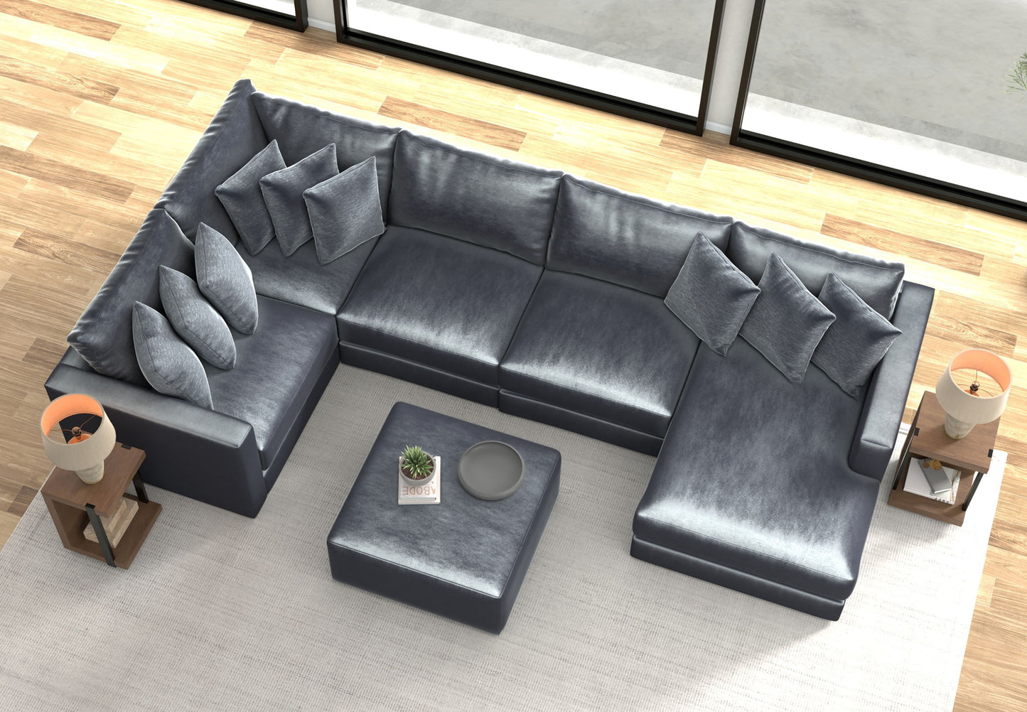 Remington - Modular Sofa And Cocktail Ottoman - Slate