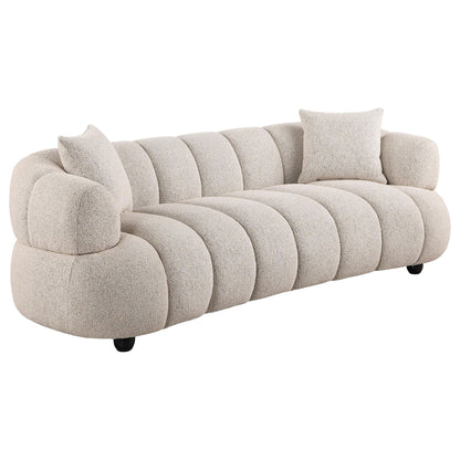 Whitney 2-Piece Contemporary Channel Tufted Woven Fabric Sofa Set Pebble