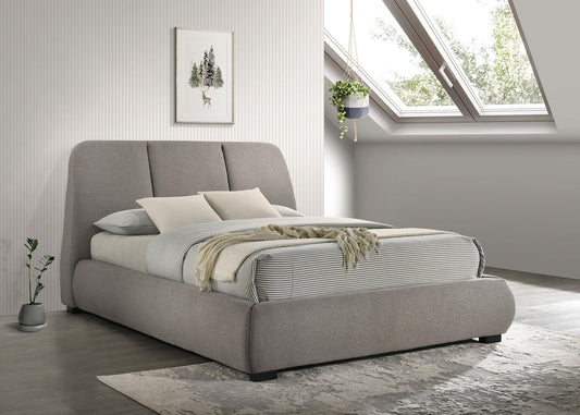 Mokena 46-inch Upholstered Queen Platform Bed Taupe