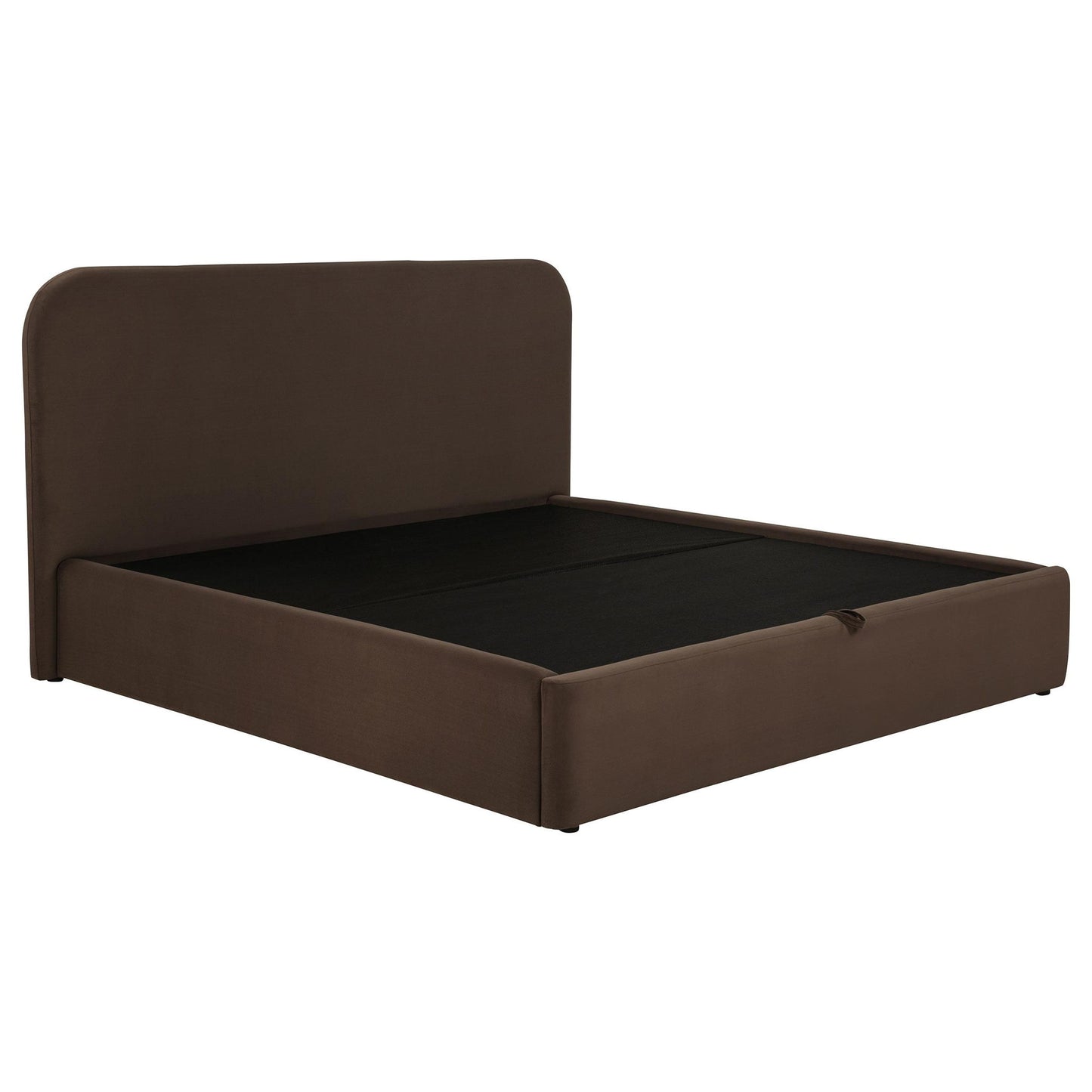 Anders Upholstered Eastern King Storage Lift Platform Bed Chocolate