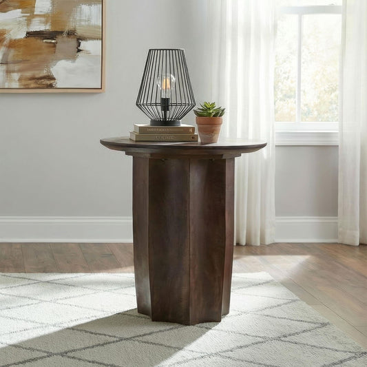 Cayenne Solid Mango Wood Accent Side End Table Walnut