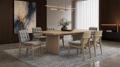 Decker 7-piece 82-inch Rectangular Dining Set Grey and Natural Oak