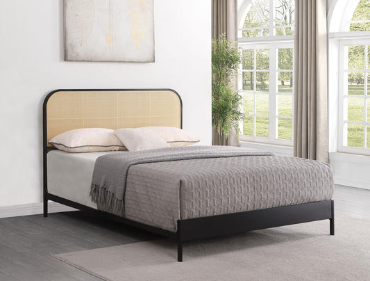 Amherst Radio Weave Rattan Metal Queen Bed Black