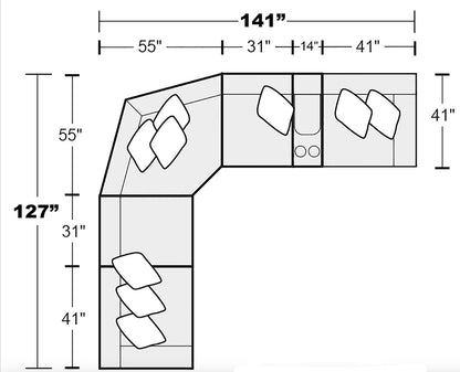 Abraxas - 6 Piece Reclining Sectional