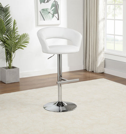 Travia Adjustable Leatherette Swivel Bar Stool White and Chrome