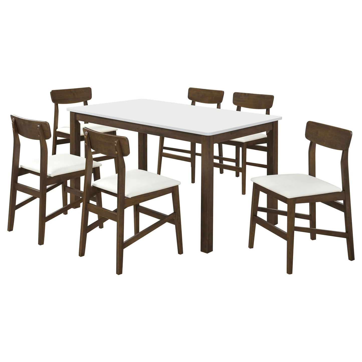 Merrin 7-piece 55-inch Rectangular Dining Set Off White and Walnut